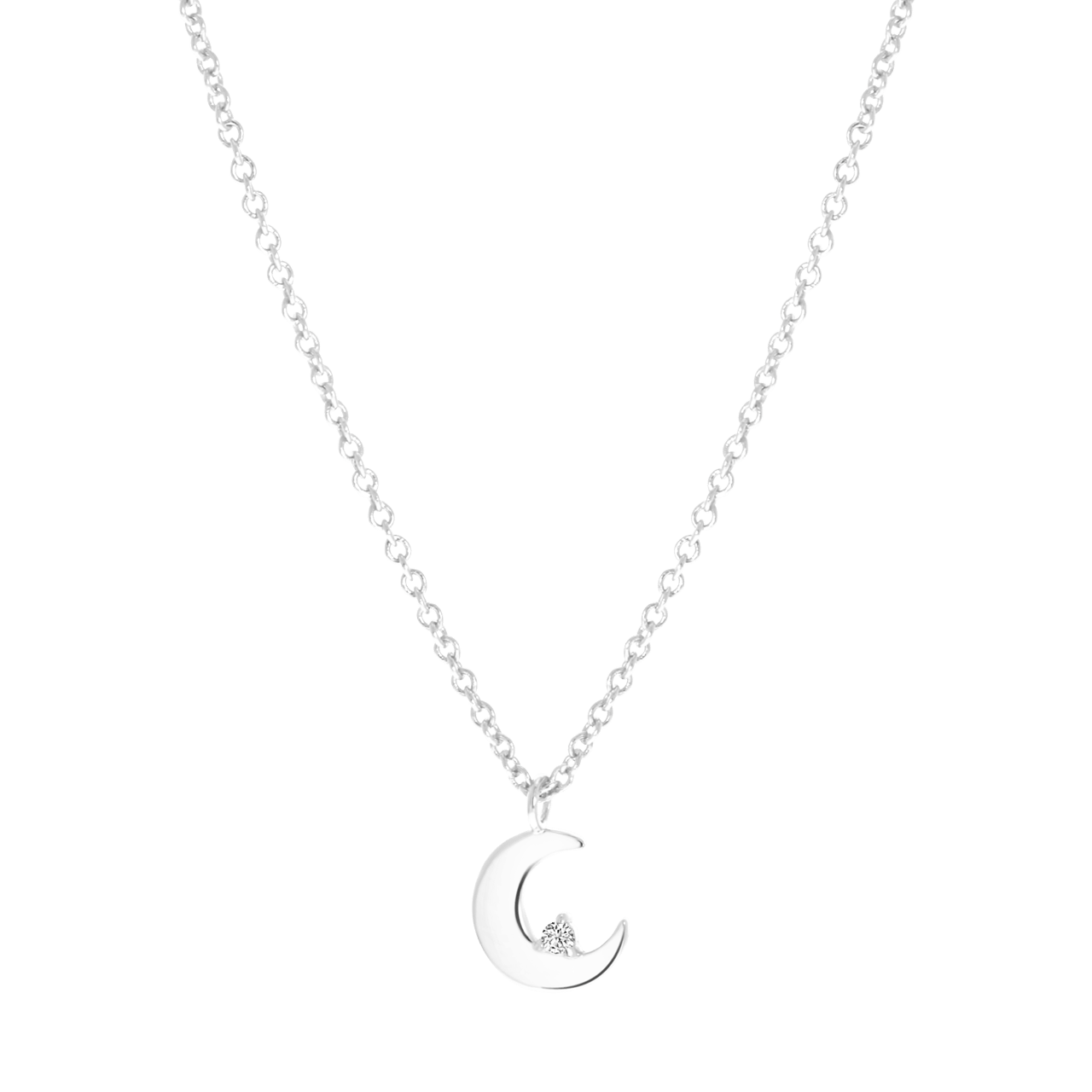 Zilveren ketting met hanger maan