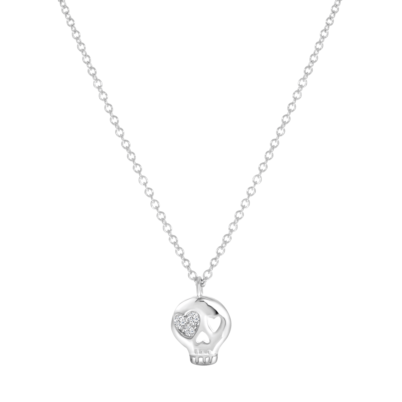 Zilveren ketting met hanger doodshoofd