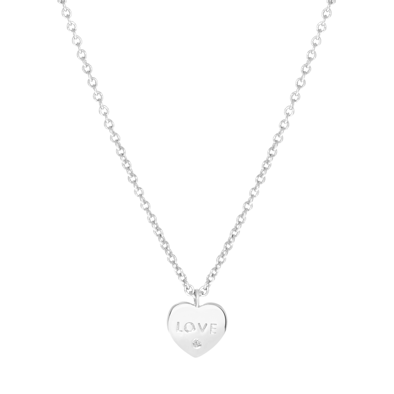 Zilveren ketting met hanger hart love