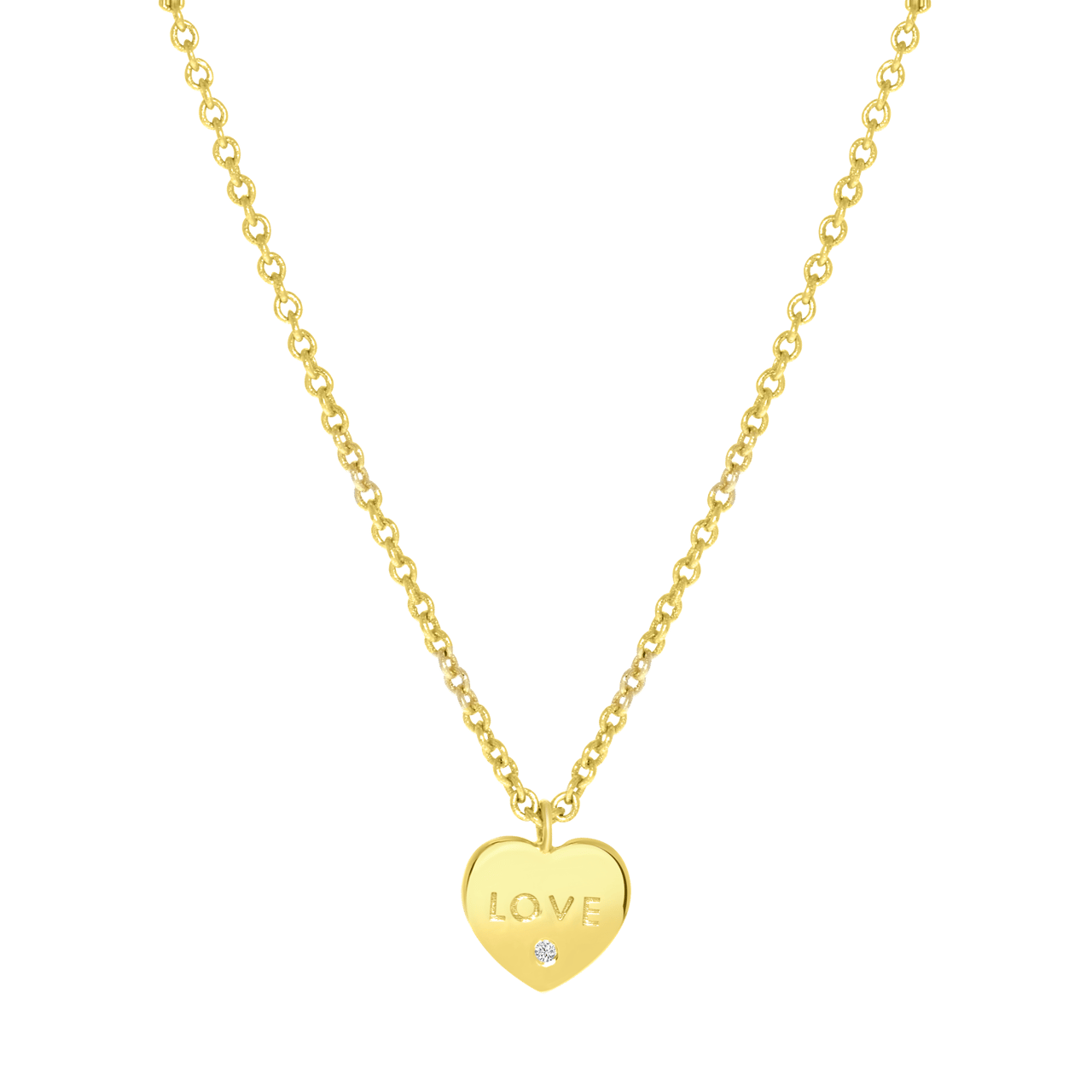 Halskette, 925 Silber, vergoldet, mit Herz-Anhänger, Love