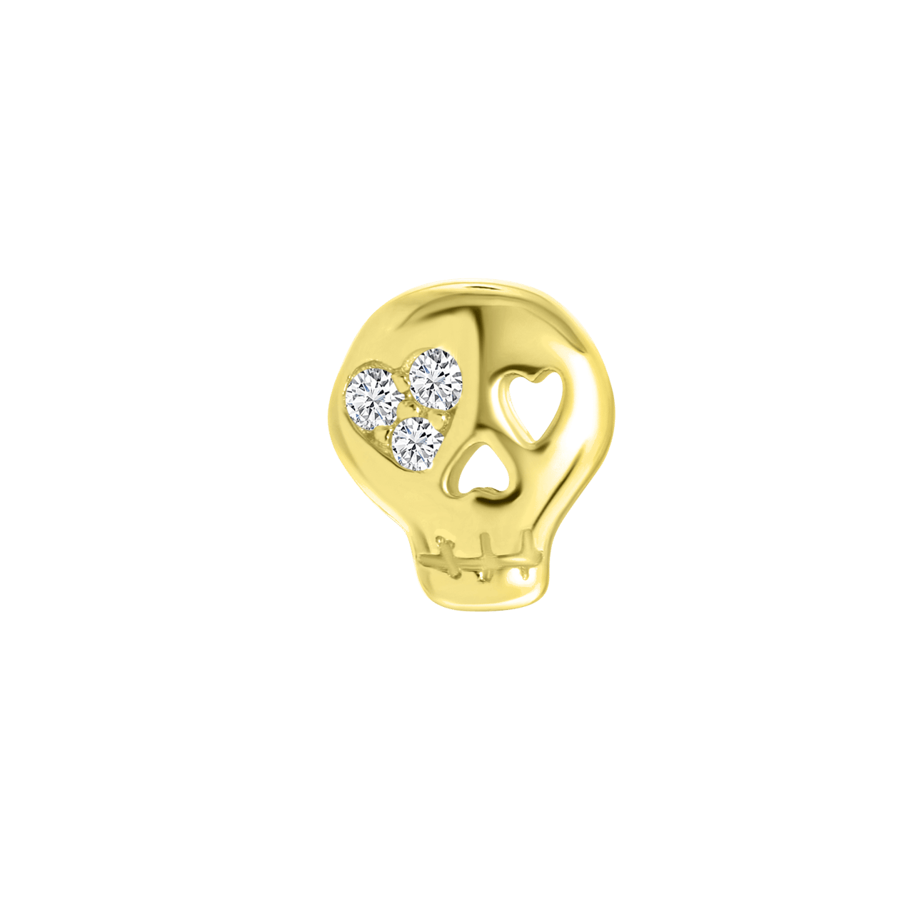 Zilveren goldplated oorknop doodshoofd