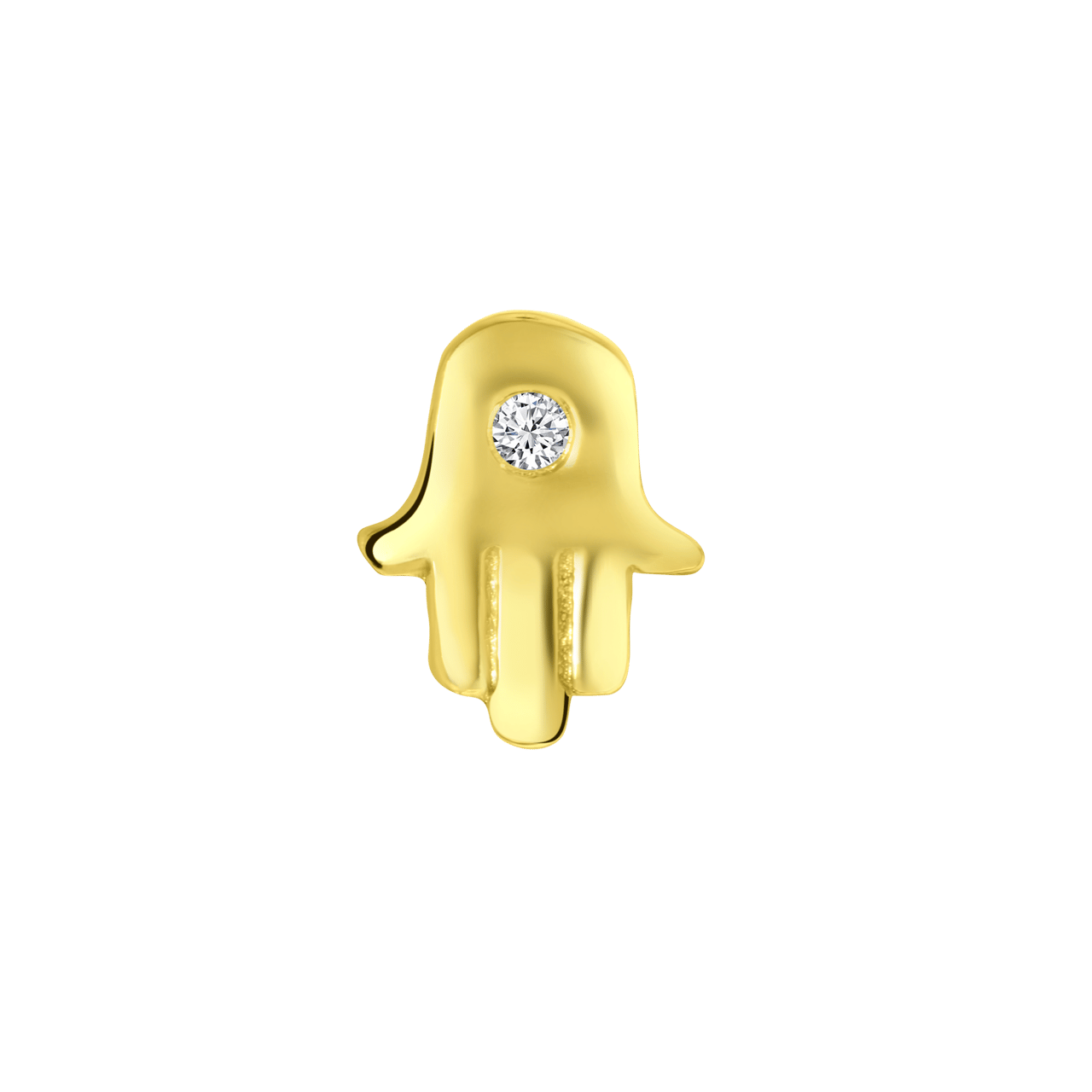 Zilveren goldplated oorknop Hamsa