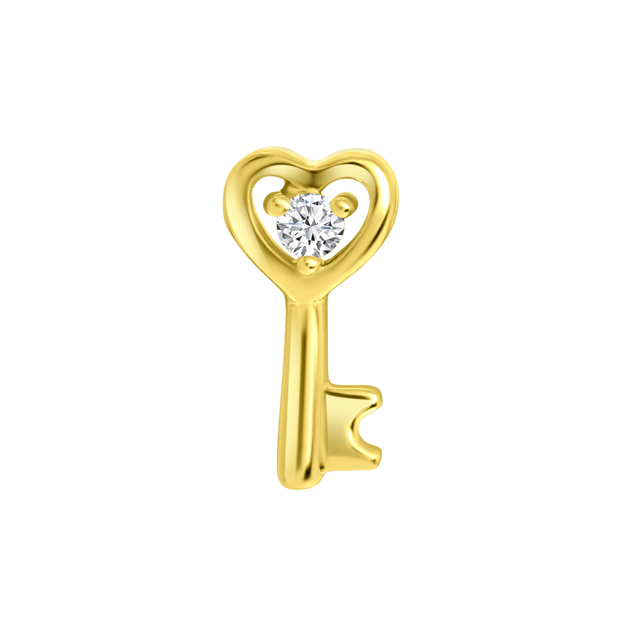 Zilveren goldplated oorknoppen sleutel met zirkonia voor dames