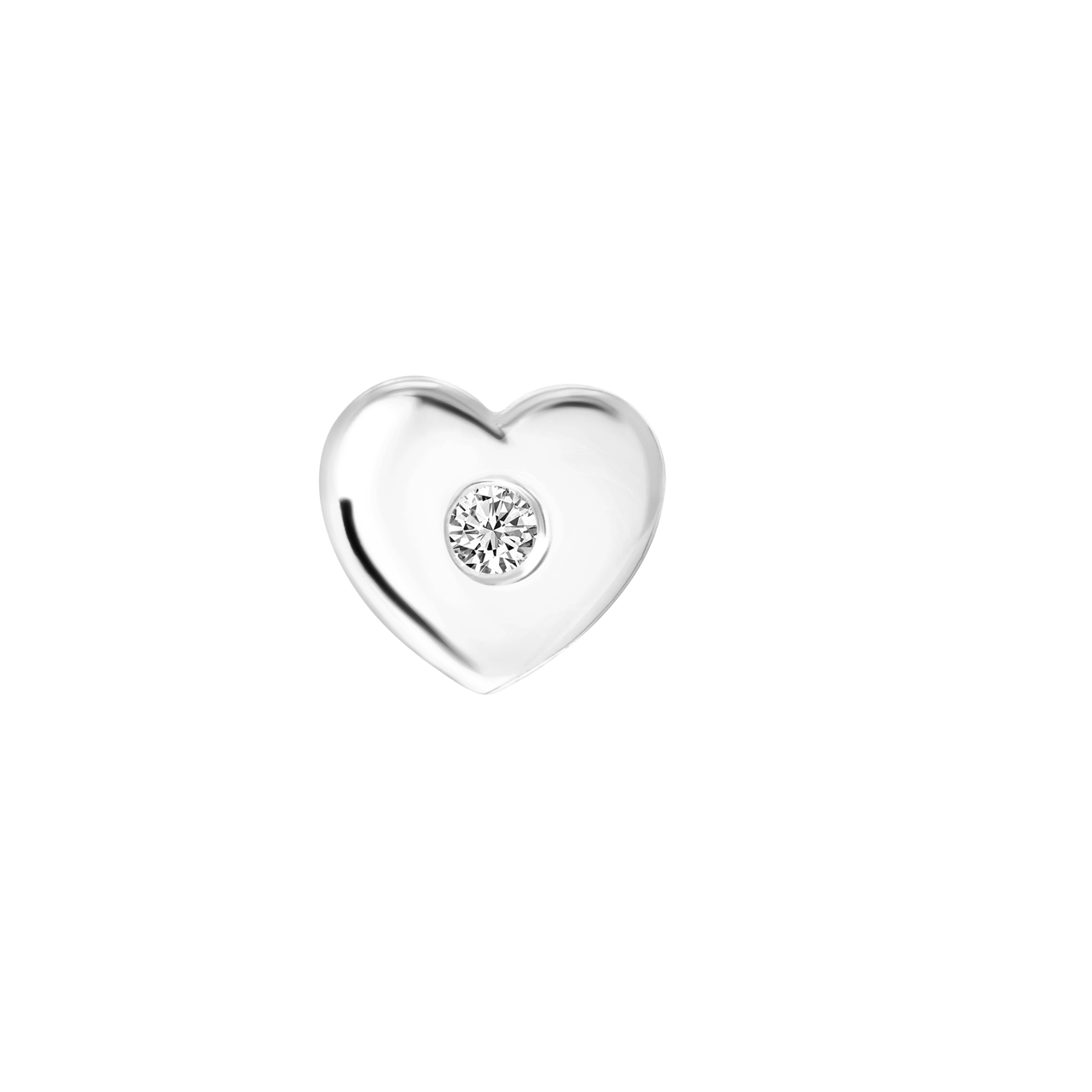 Zilveren oorknop hart zirkonia