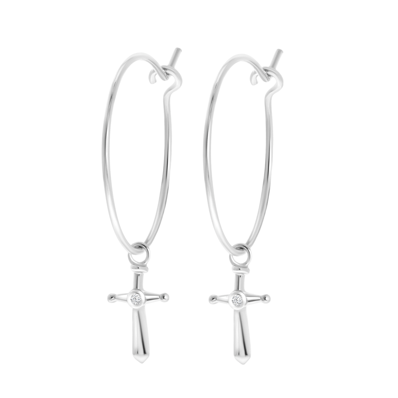 Ohrringe, 925 Silber, mit Kreuz-Anhänger