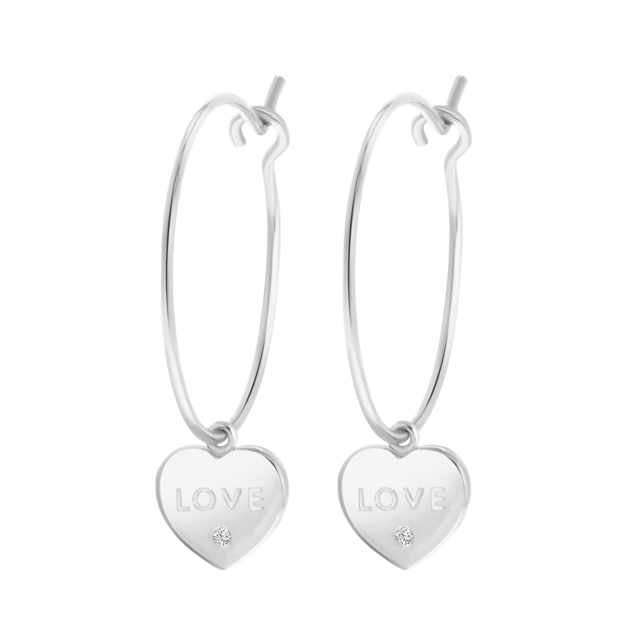 Ohrringe, 925 Silber, mit Anhänger Herz/Love