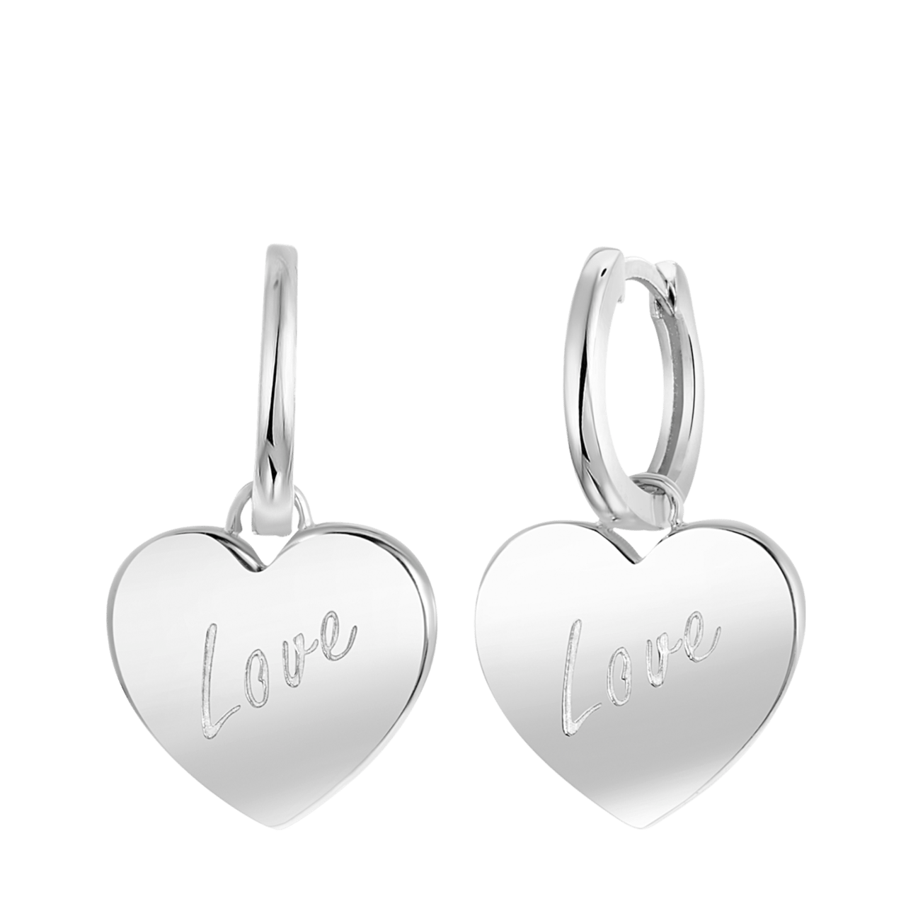 Zilveren oorringen met hanger hart/love