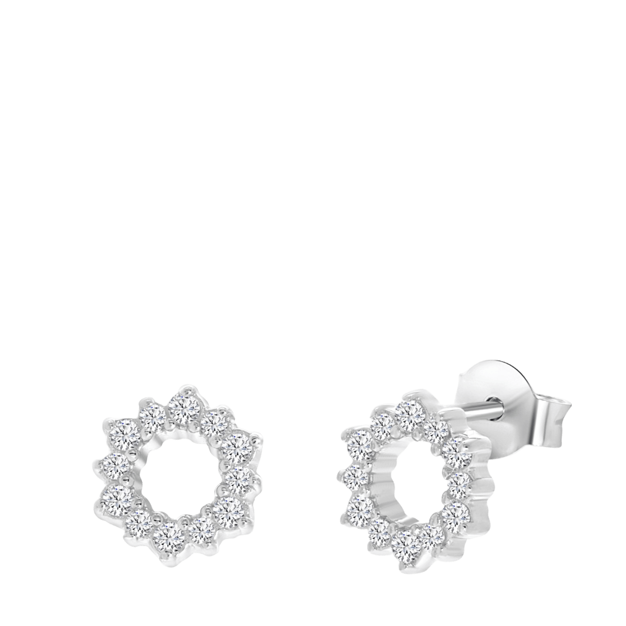 Ohrstecker, 925 Silber, rund mit Zirkonia