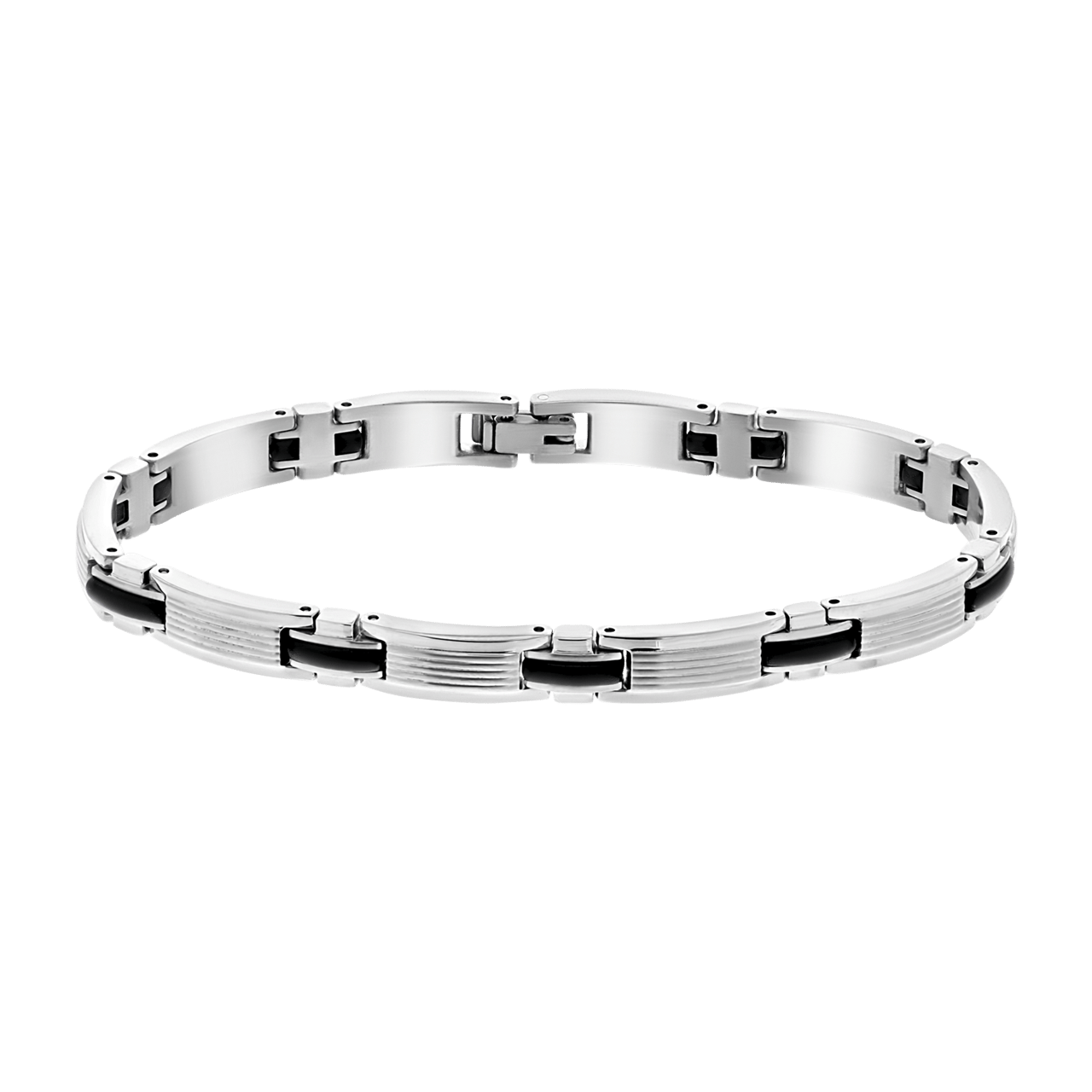 Gerecycled stainless steel armband schakel zwart