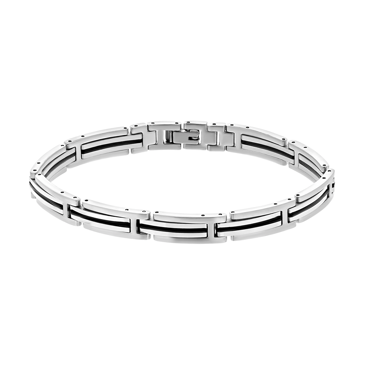 Gerecycled stainless steel armband schakel zwarte afwerking