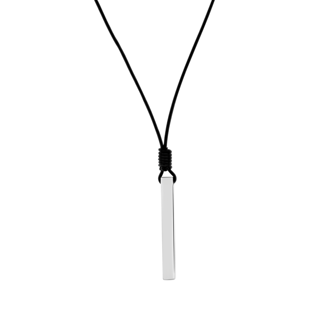 Leren ketting met gerecycleerd stainless steel hanger bar