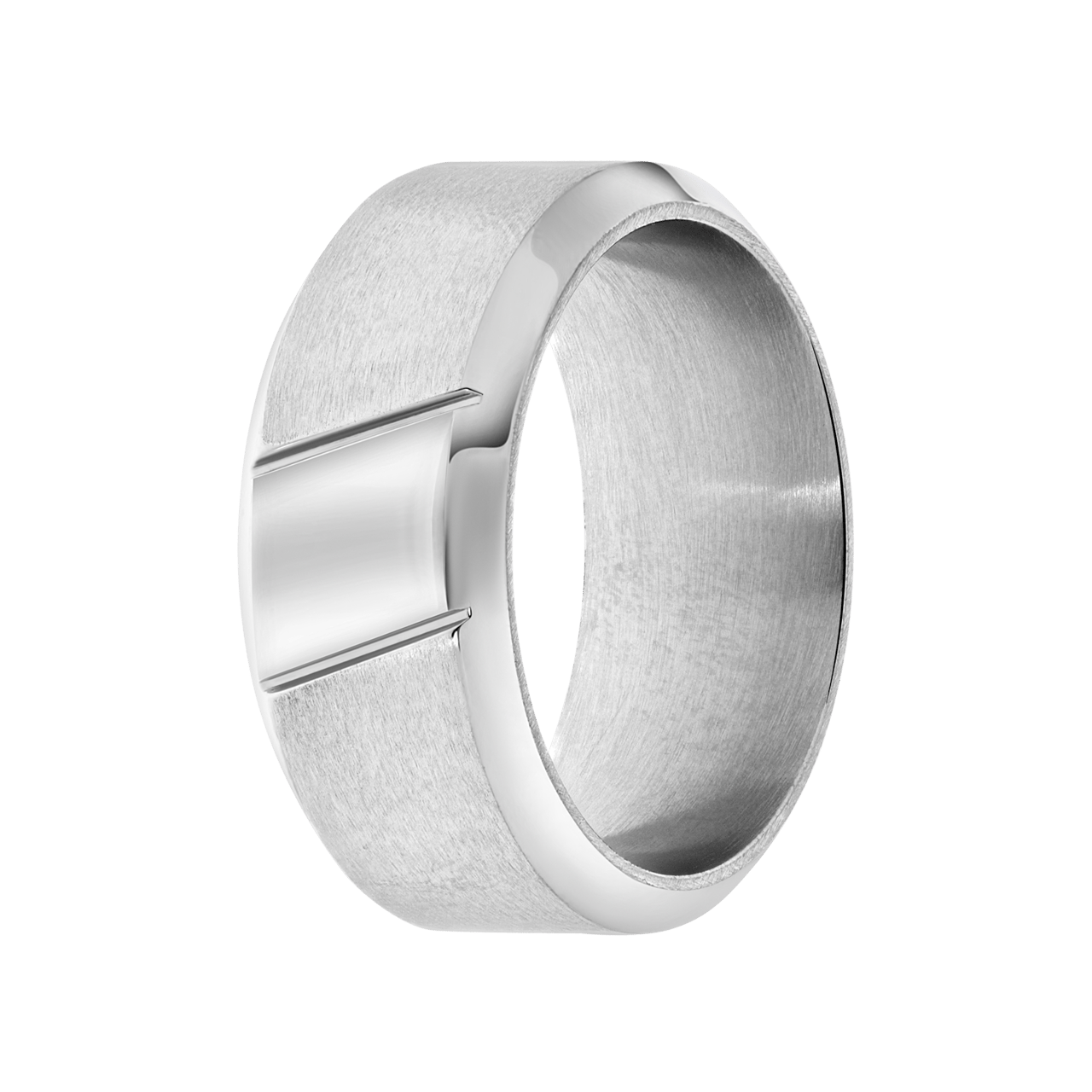 Gerecycleerd stainless steel herenring streep