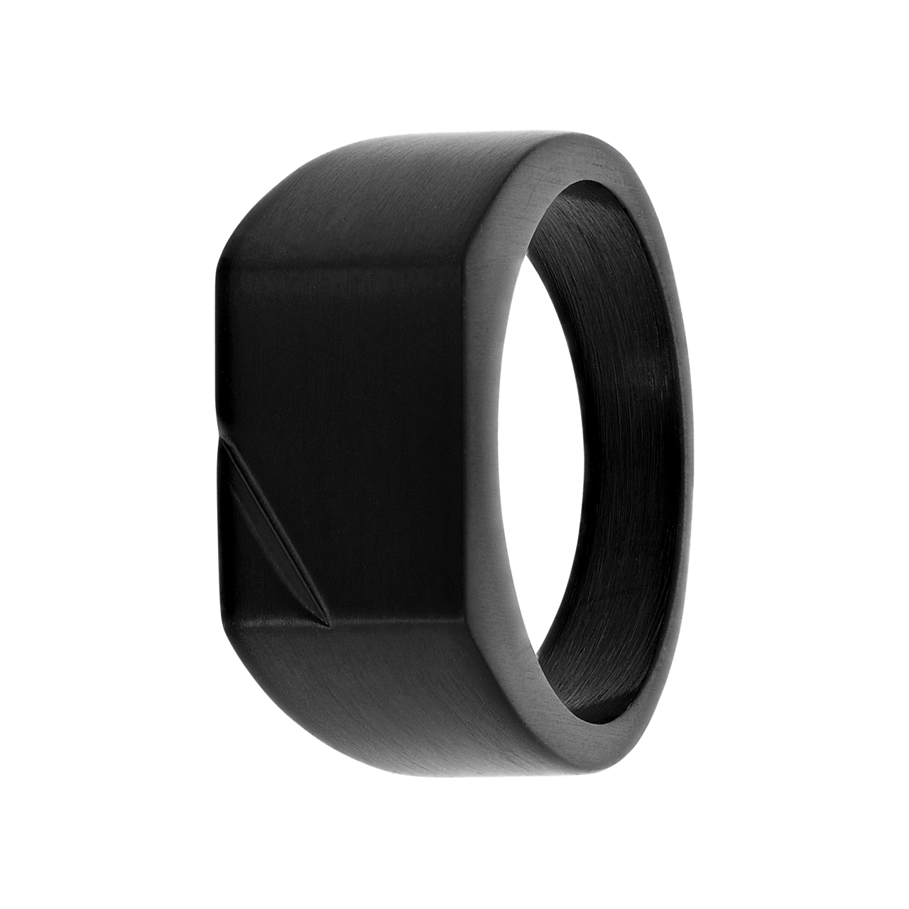 Gerecycleerd stainless steel heren zegelring zwart