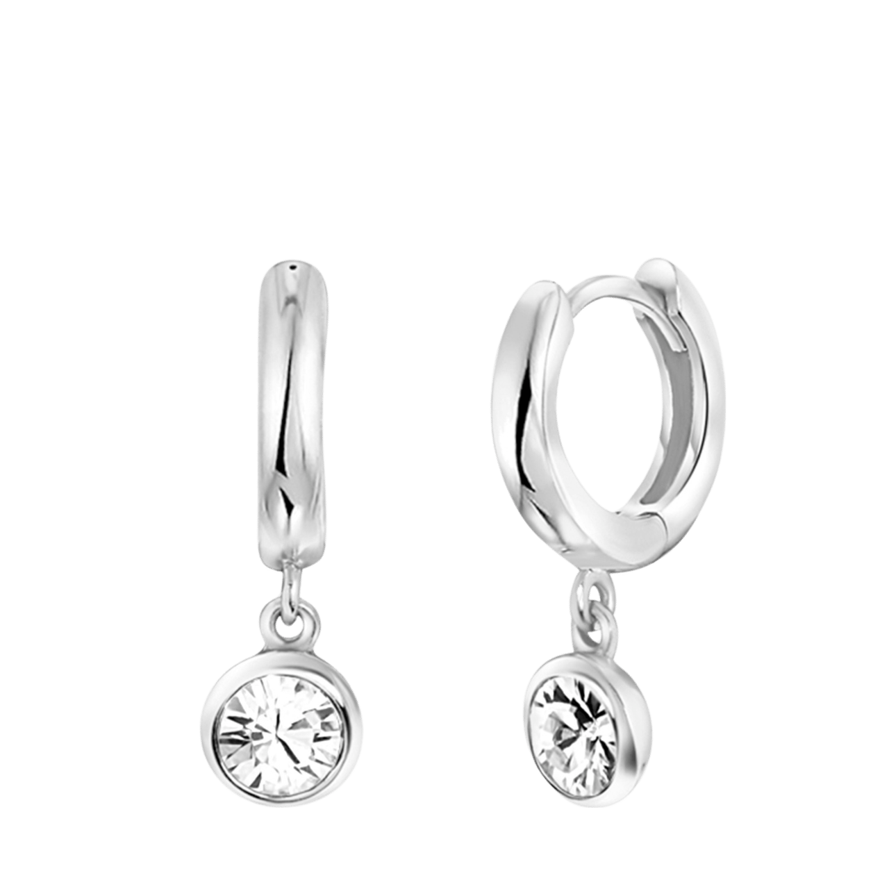 Zilveren oorringen kristal wit