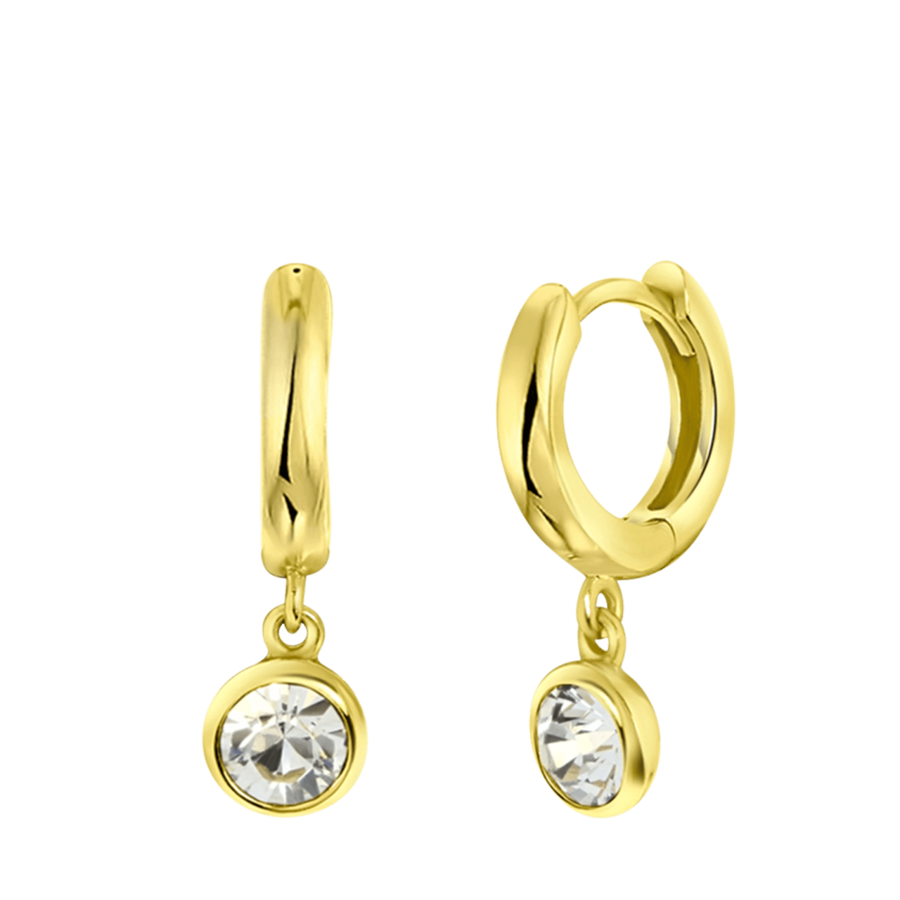 Zilveren oorringen gold kristal wit