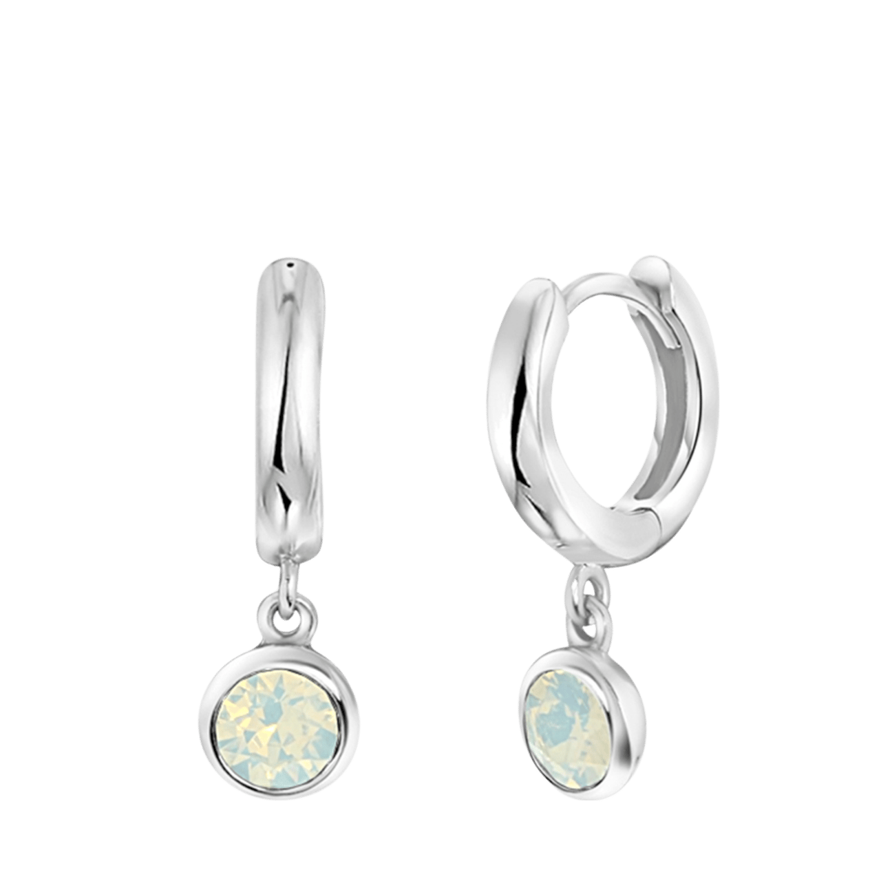 Ohrringe, 925 Silber, Kristall, weiß-opal
