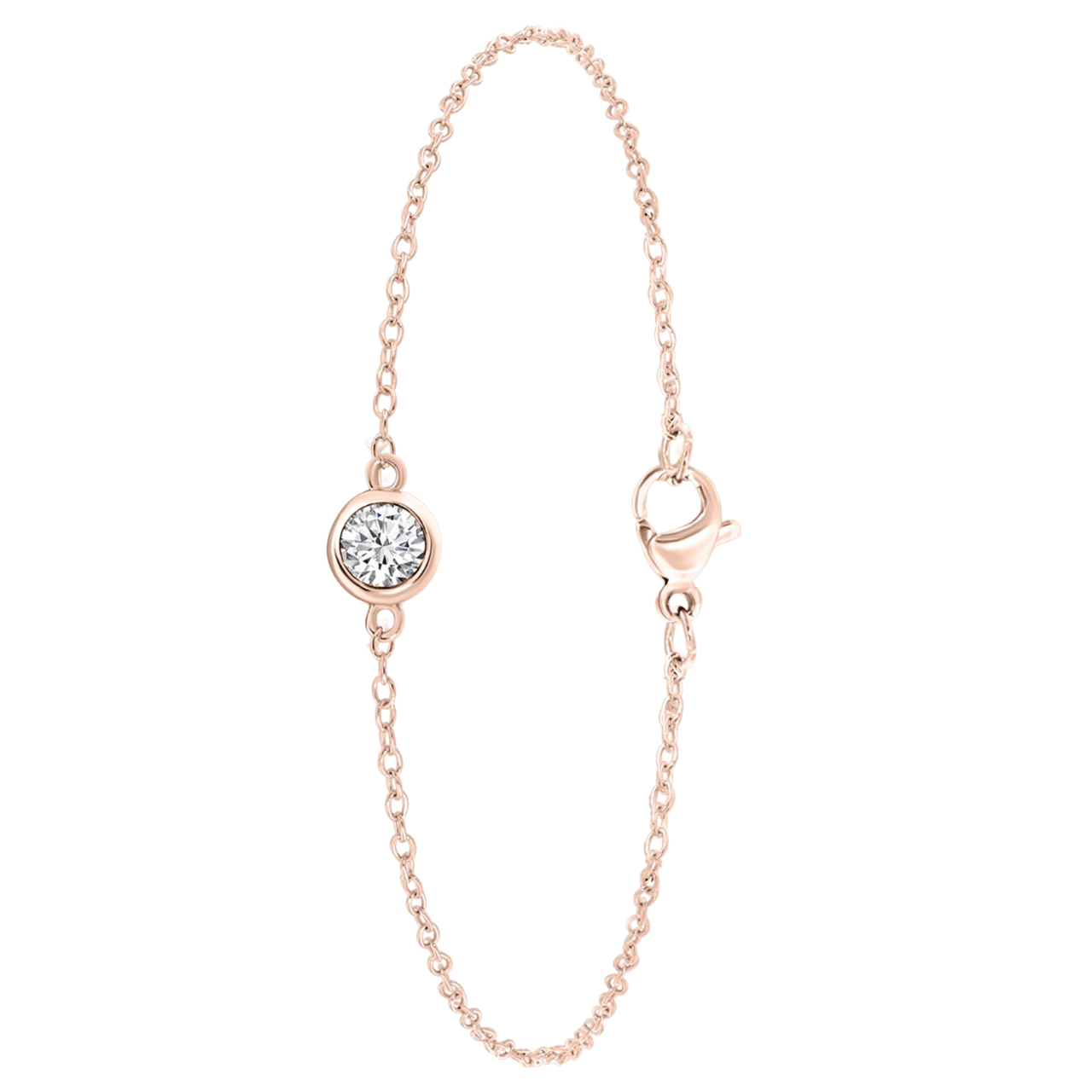 Zilveren roséplated fantasiearmband met kristal wit voor dames