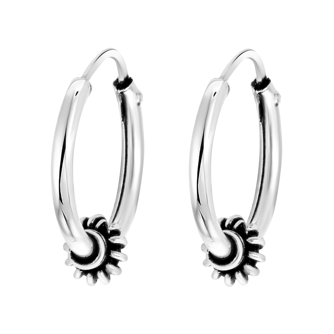 Zilveren oorringen 12 mm Bali