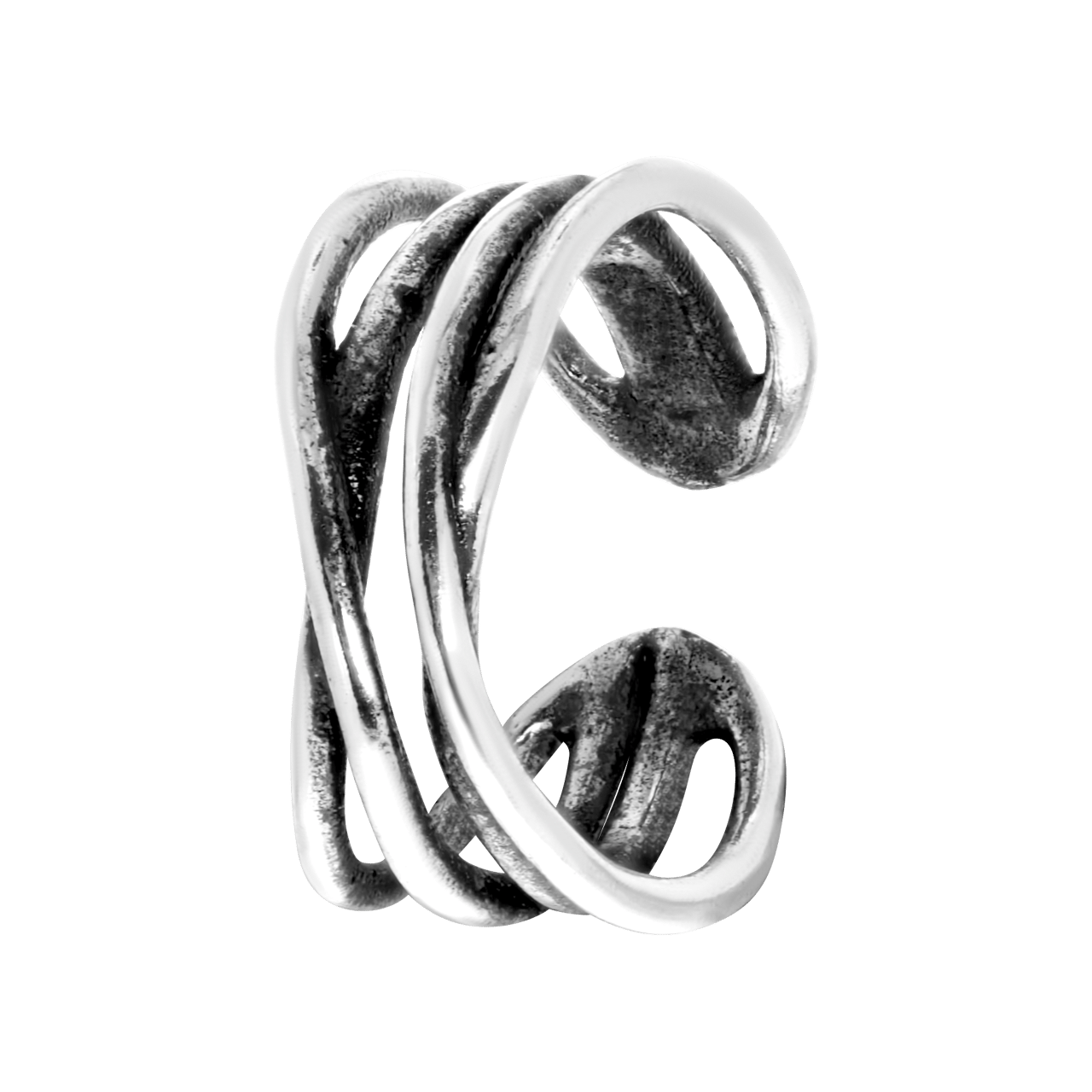 Ohrklemme, 925 Silber, Drehoptik, Bali