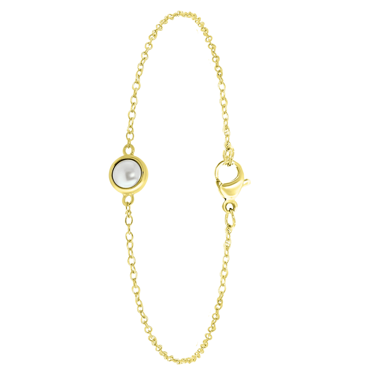 Zilveren goldplated armband parel