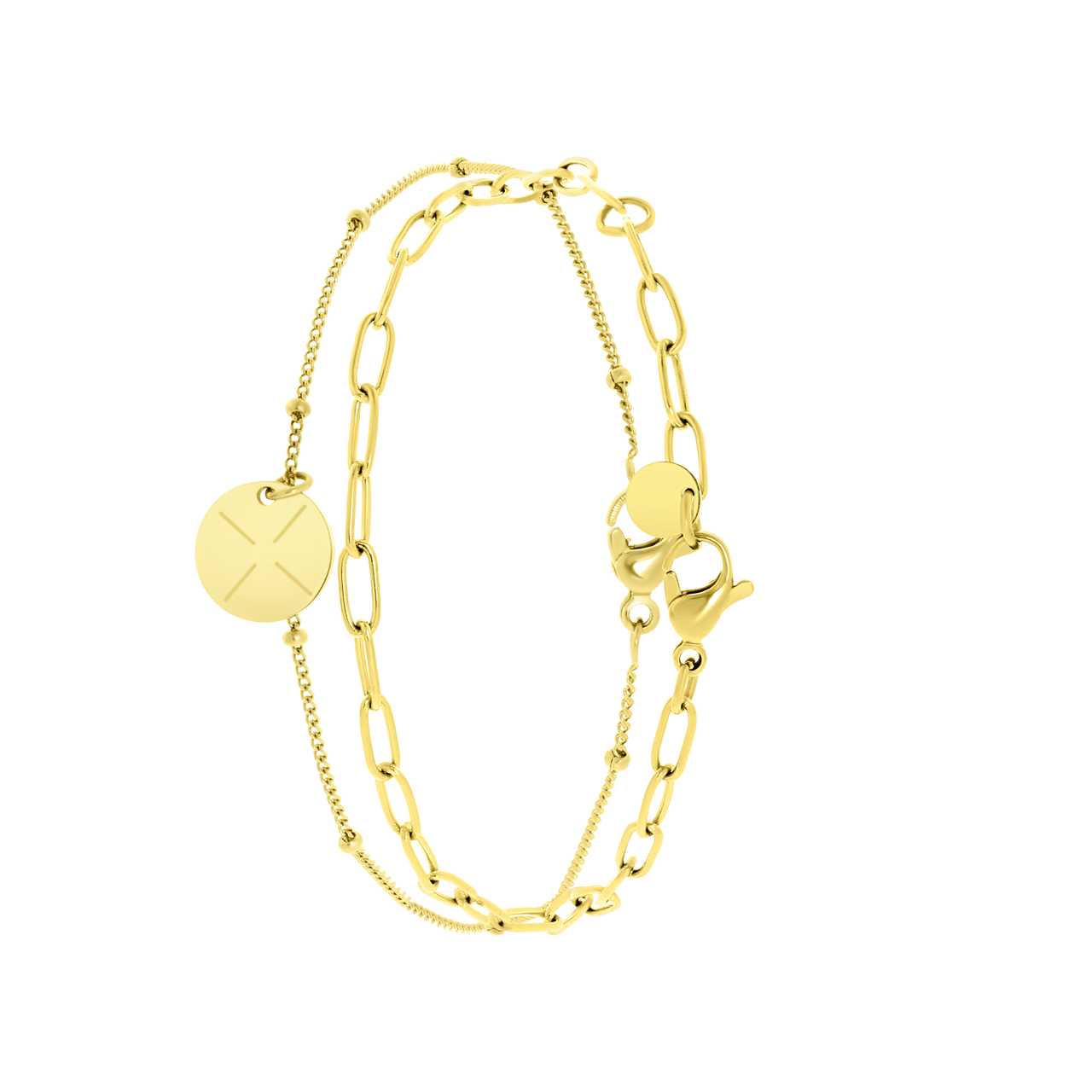 Stalen armbanden goldplated met graveer disc