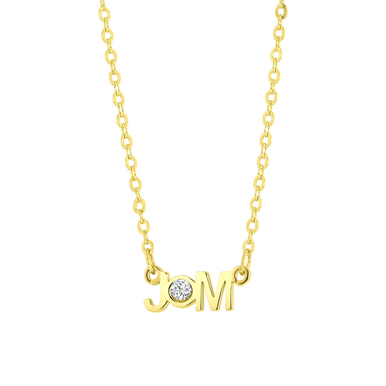 Zilveren goldplated naamketting met zirkonia voor dames