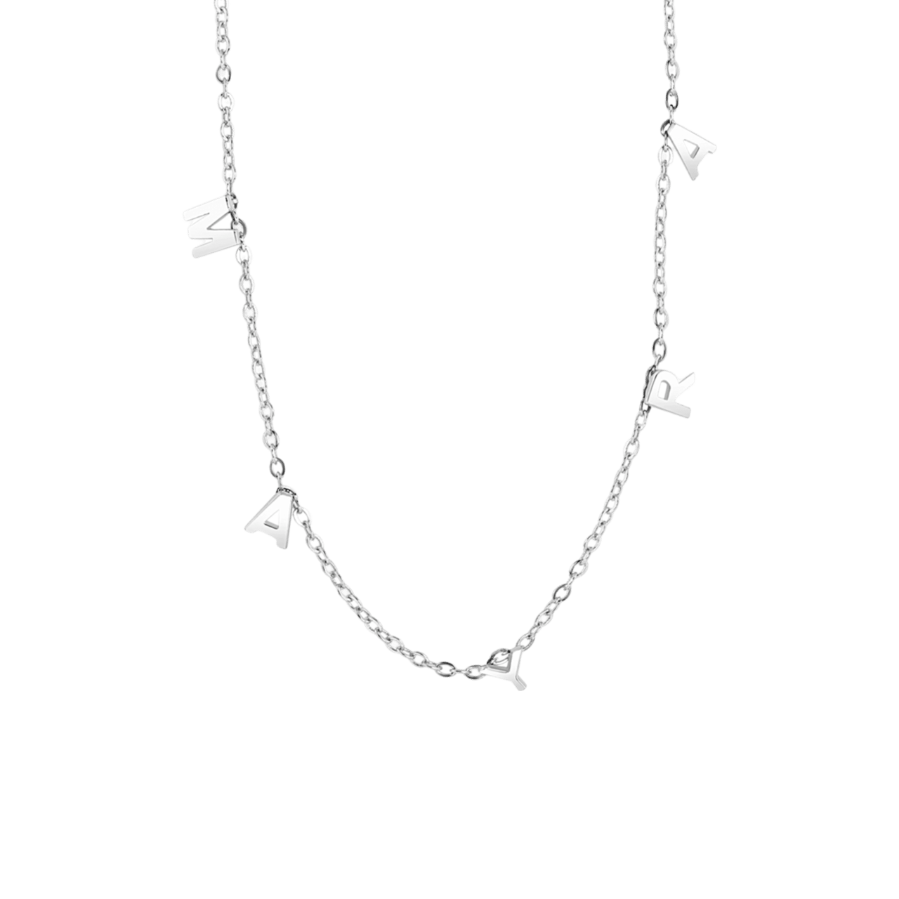 Zilveren naamchoker letters voor dames