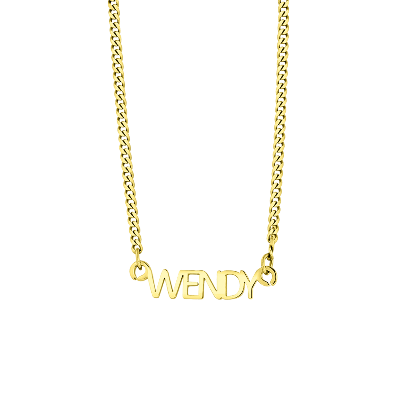 Zilveren goldplated naamketting voor dames