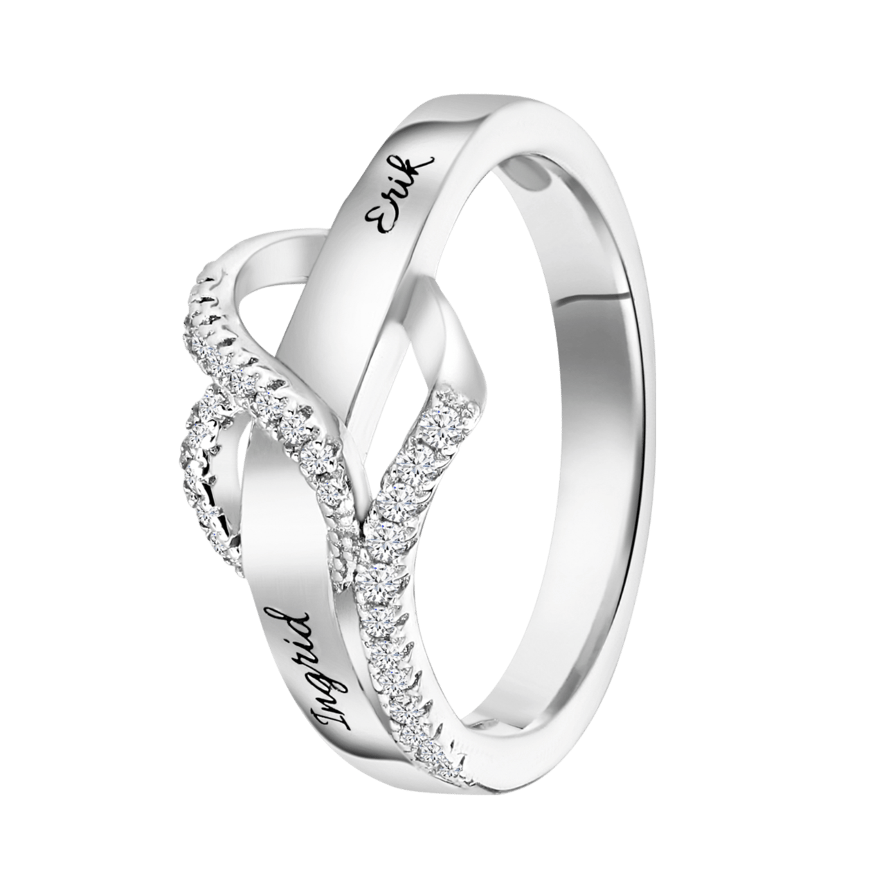 Ring, 925 Silber, Gravur, Herz, Zirkonia