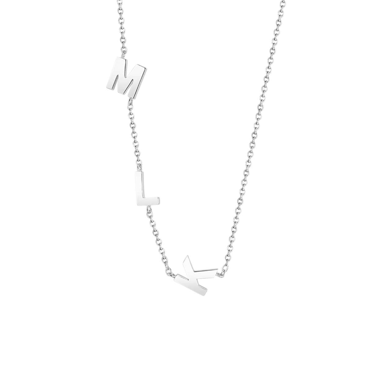 Namenskette, 925 Silber, 3 Initialen, Seite