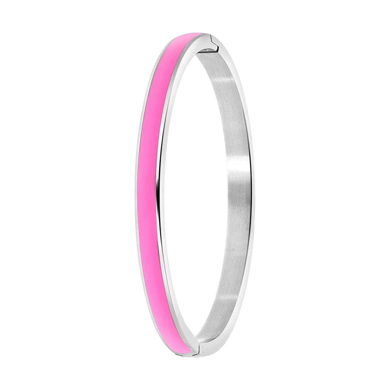 Gerecycleerd stainless steel kinderarmband met emaille licht roze