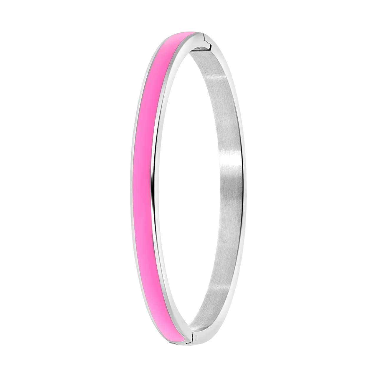 Gerecycleerd stalen kinderarmband met emaille licht roze