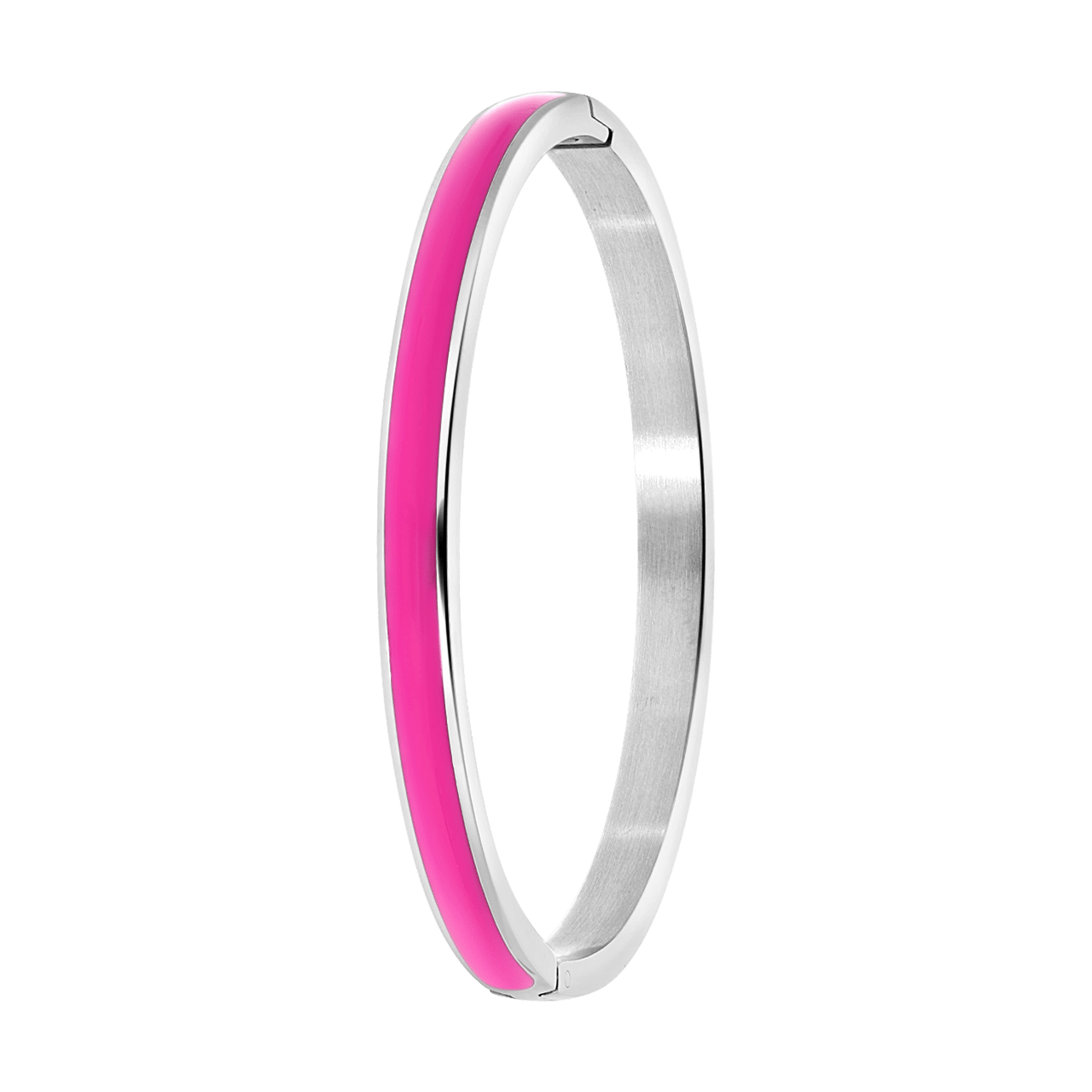 Gerecycleerd stainless steel kinderarmband met emaille fuchsia