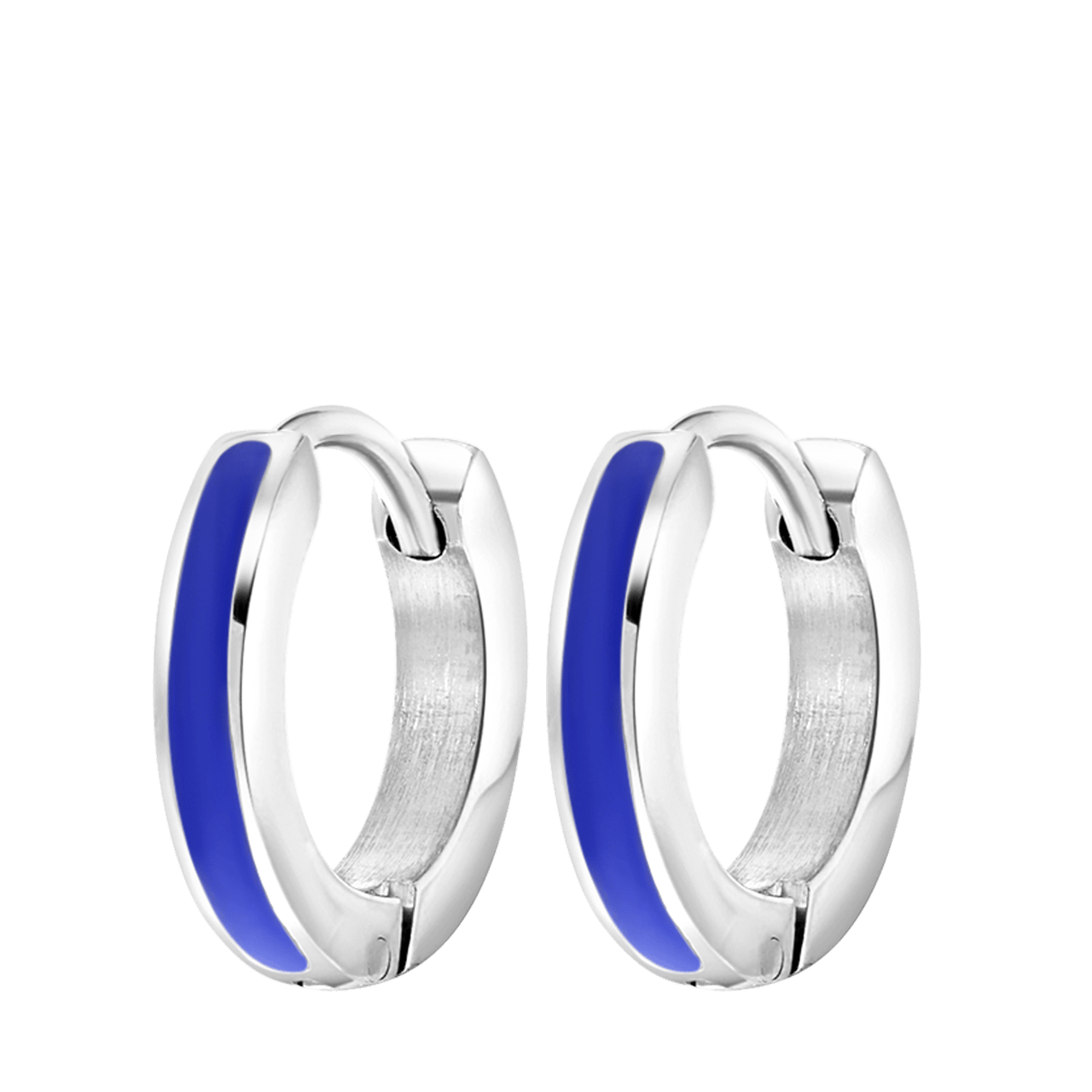 Gerecycleerd stalen kinderoorbellen met emaille sapphire