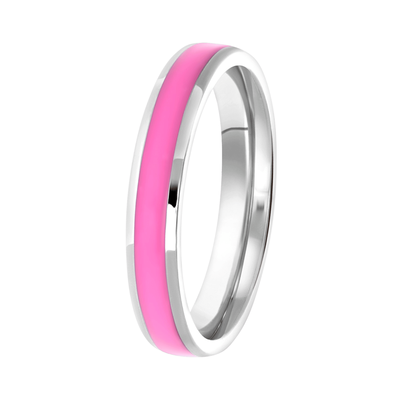 Gerecycleerd stainless steel kinderring met emaille licht roze