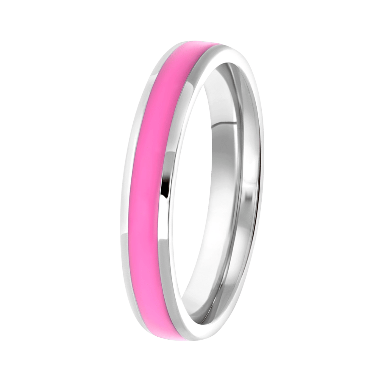 Gerecycleerd stalen kinderring met emaille licht roze