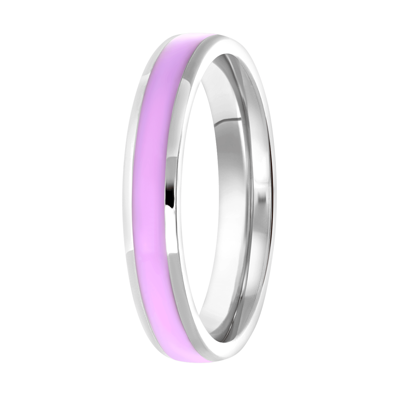 Gerecycled stainless steel kinderring met emaille violet