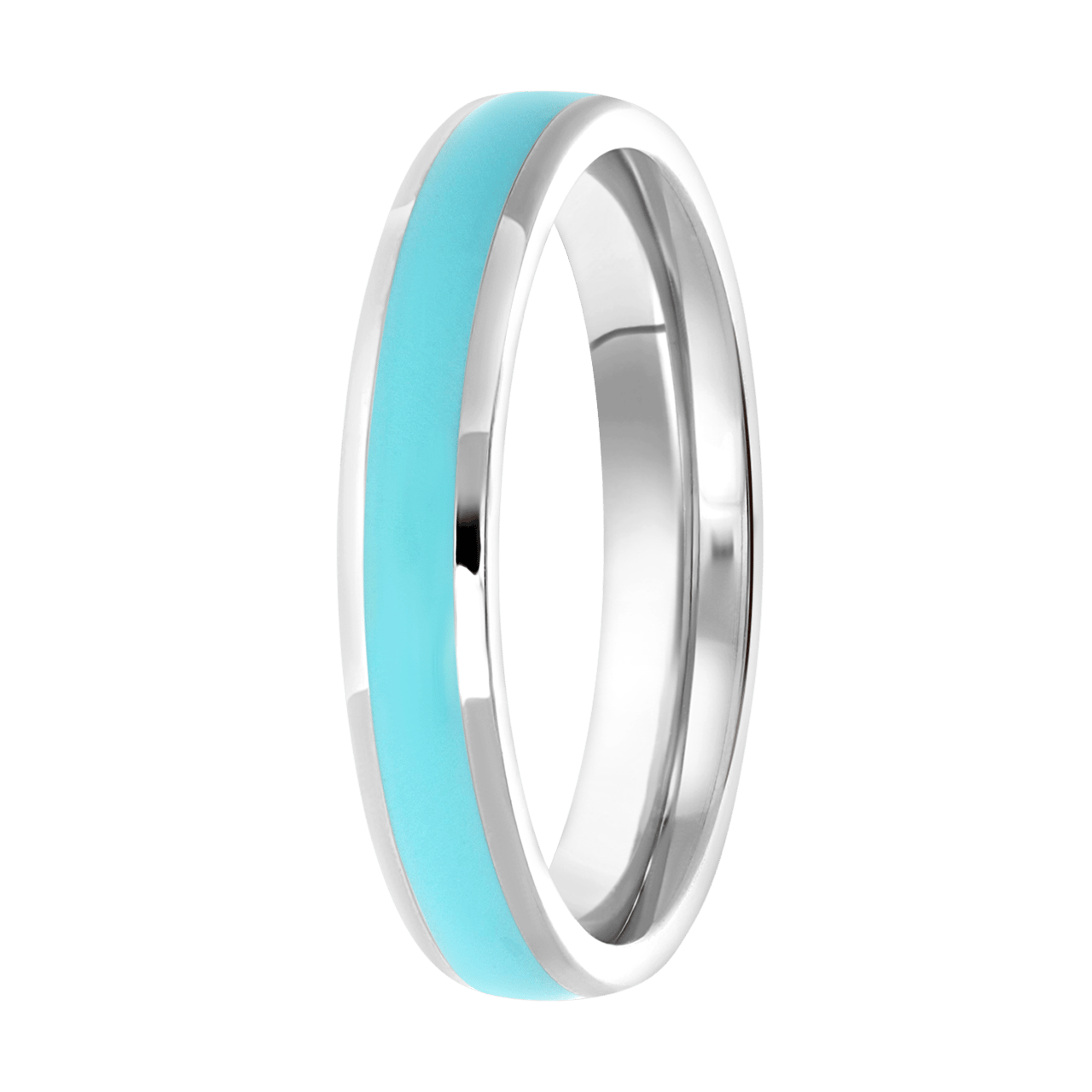 Gerecycled stainless steel kinderring met emaille aqua