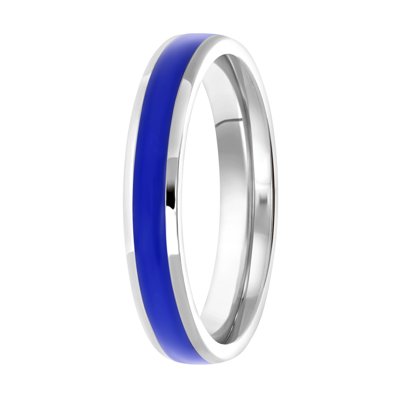 Gerecycleerd stainless steel kinderring met emaille sapphire