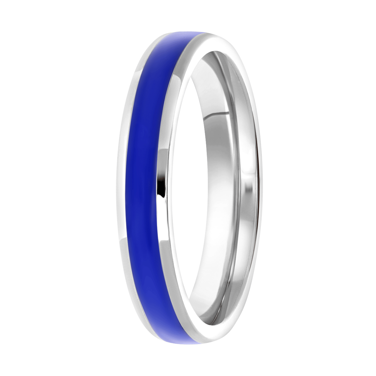 Gerecycleerd stalen kinderring met emaille sapphire