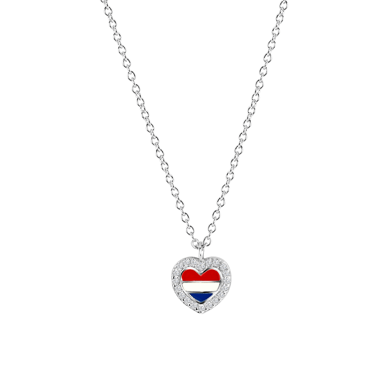 Zilveren ketting met hanger hart Nederland