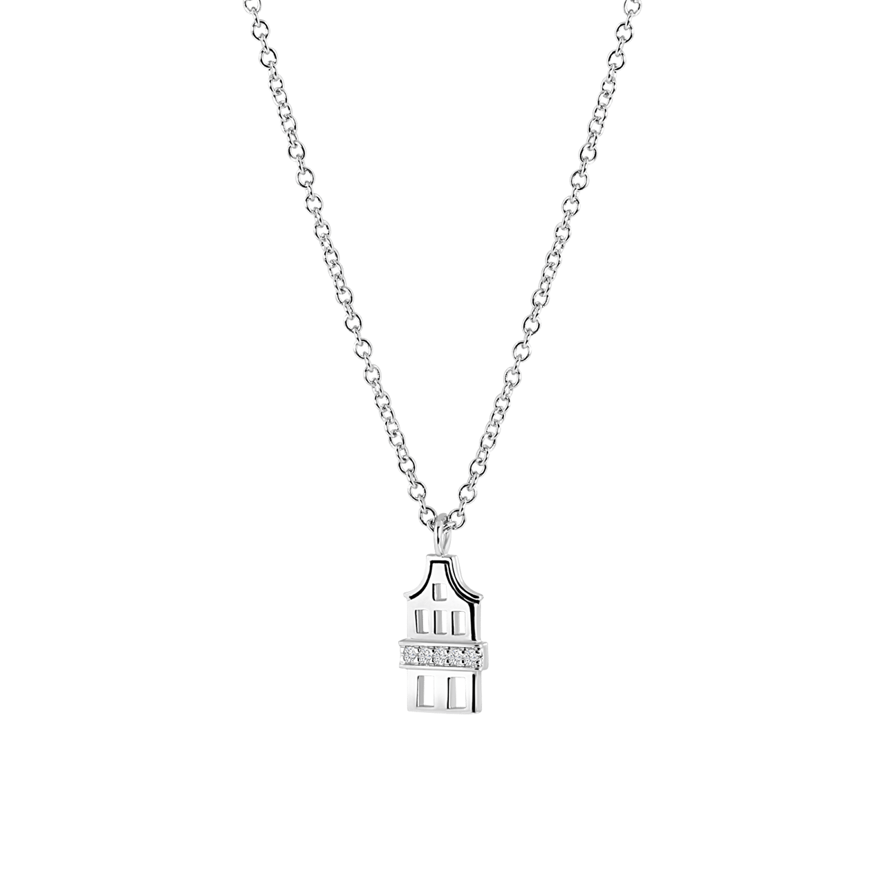 Zilveren ketting met hanger huisje