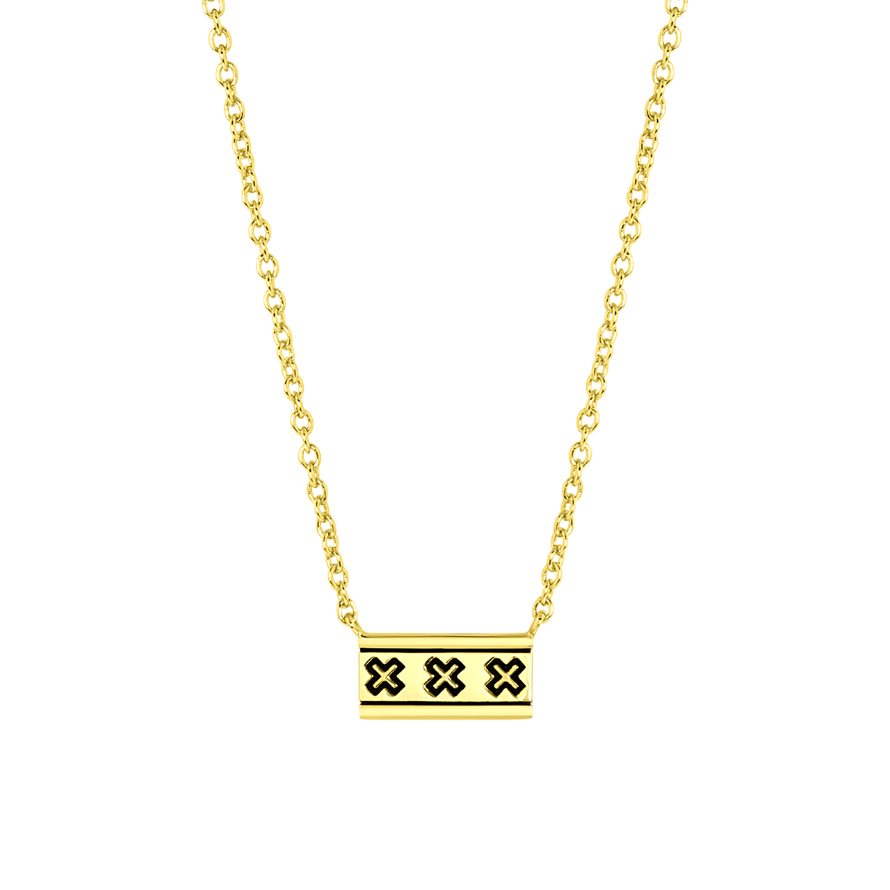 Zilveren goldplated ketting bar kruisjes Amsterdam