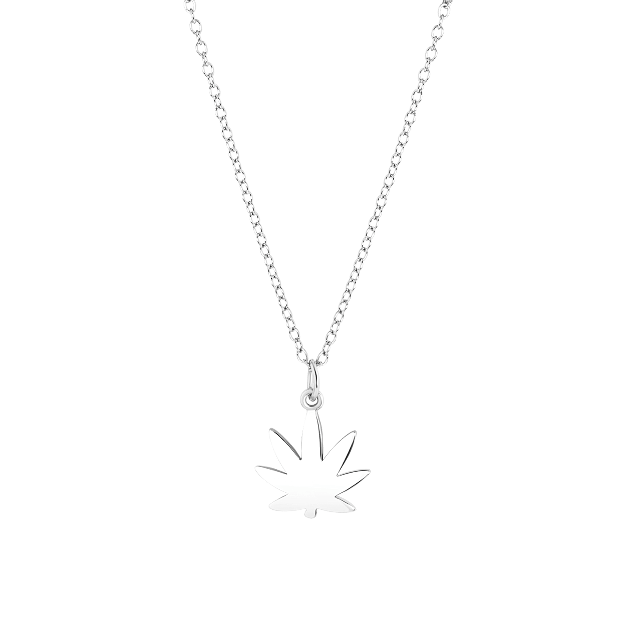 Zilveren ketting met hanger wietblad