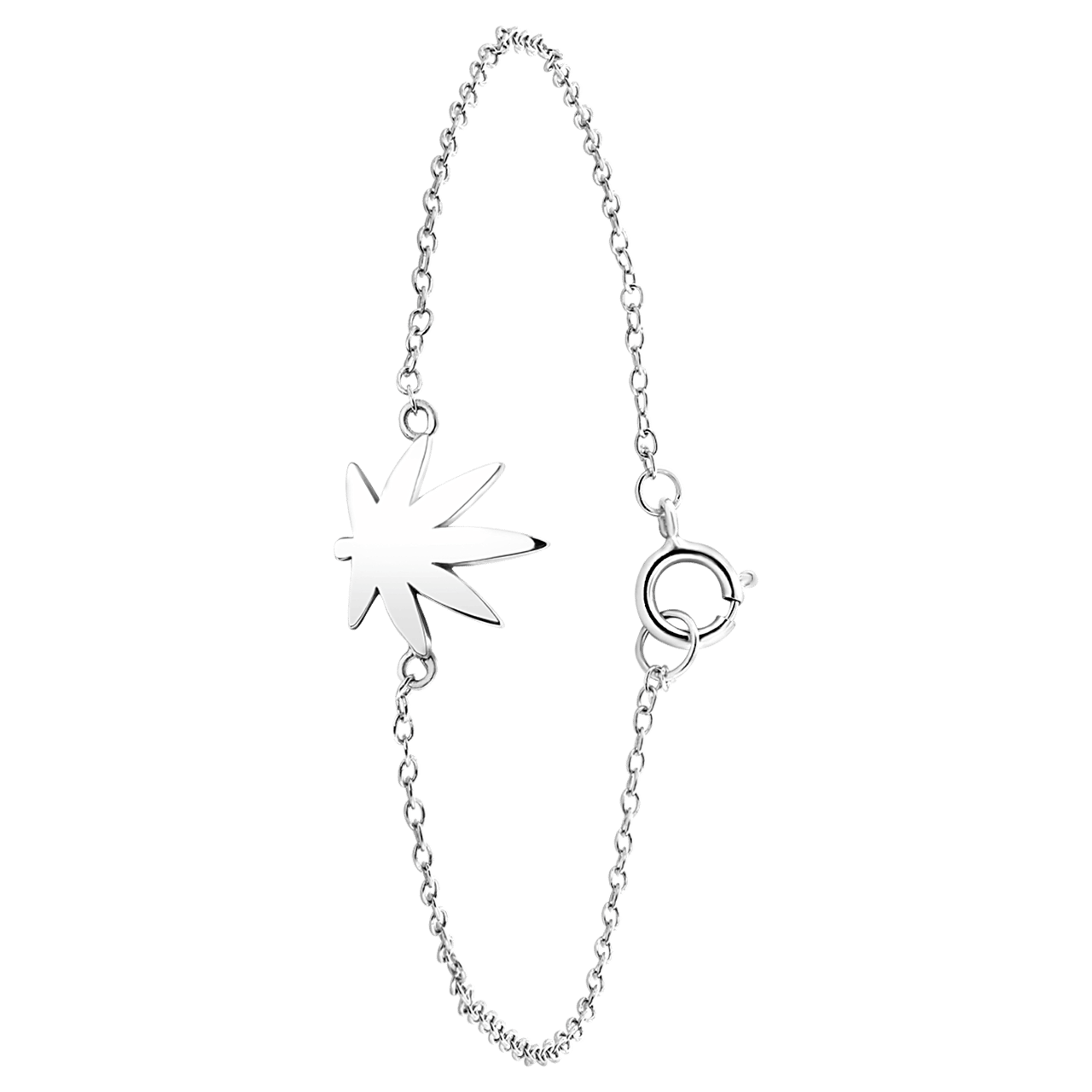 Armband, 925 Silber, Cannabisblatt