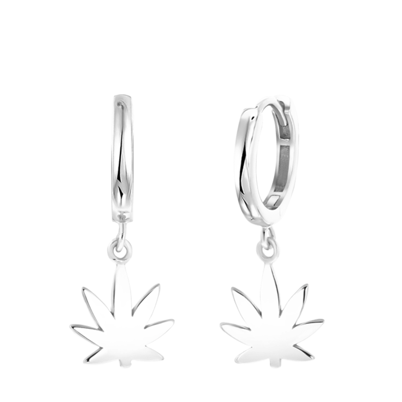 Ohrringe, 925 Silber, Cannabisblatt