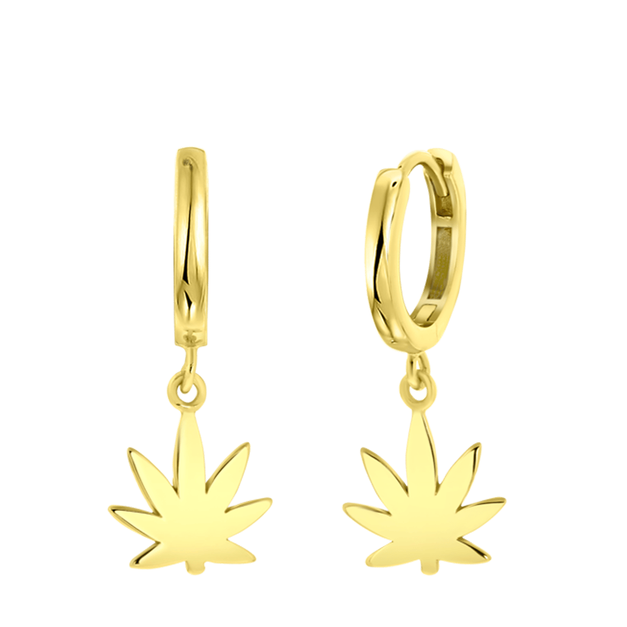 Zilveren goldplated oorringen wietblad voor dames
