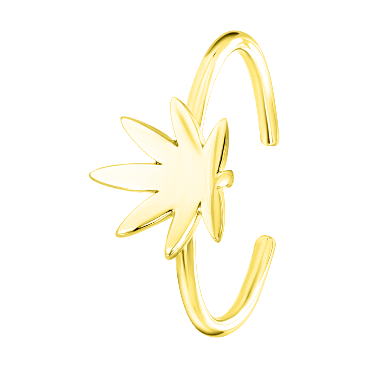 Zilveren goldplated ring verstelbaar wietblad