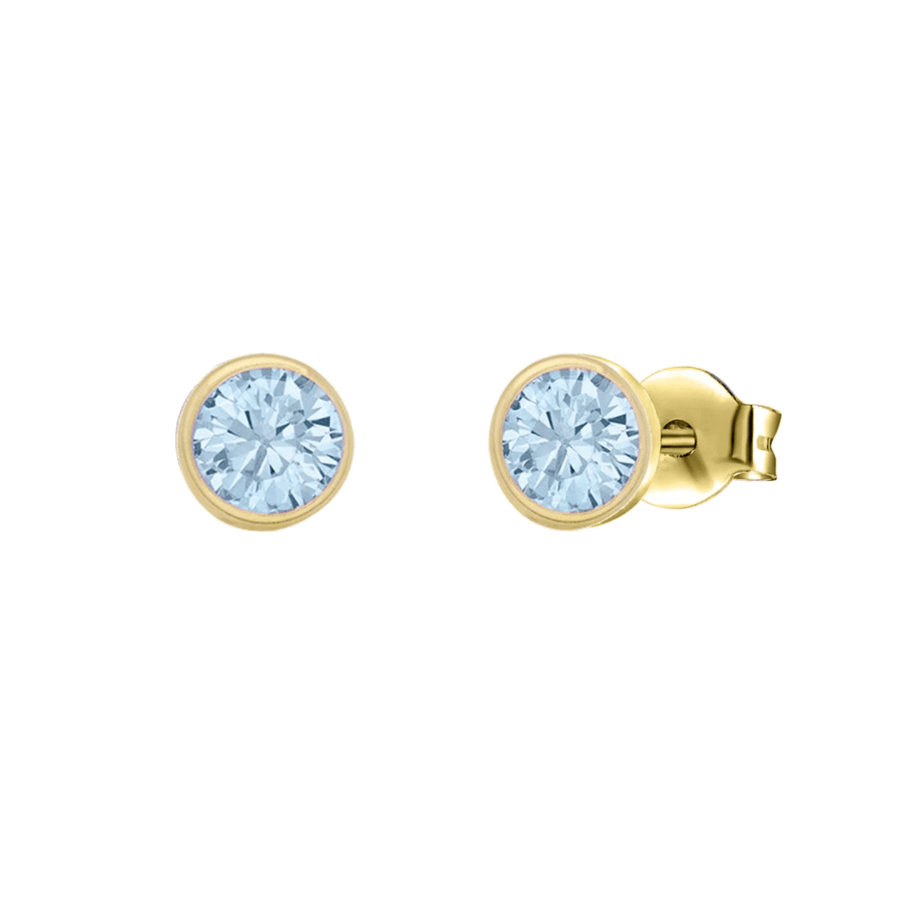 Ohrstecker, 375 Gold, Zirkonia in Hellblau, 4 mm