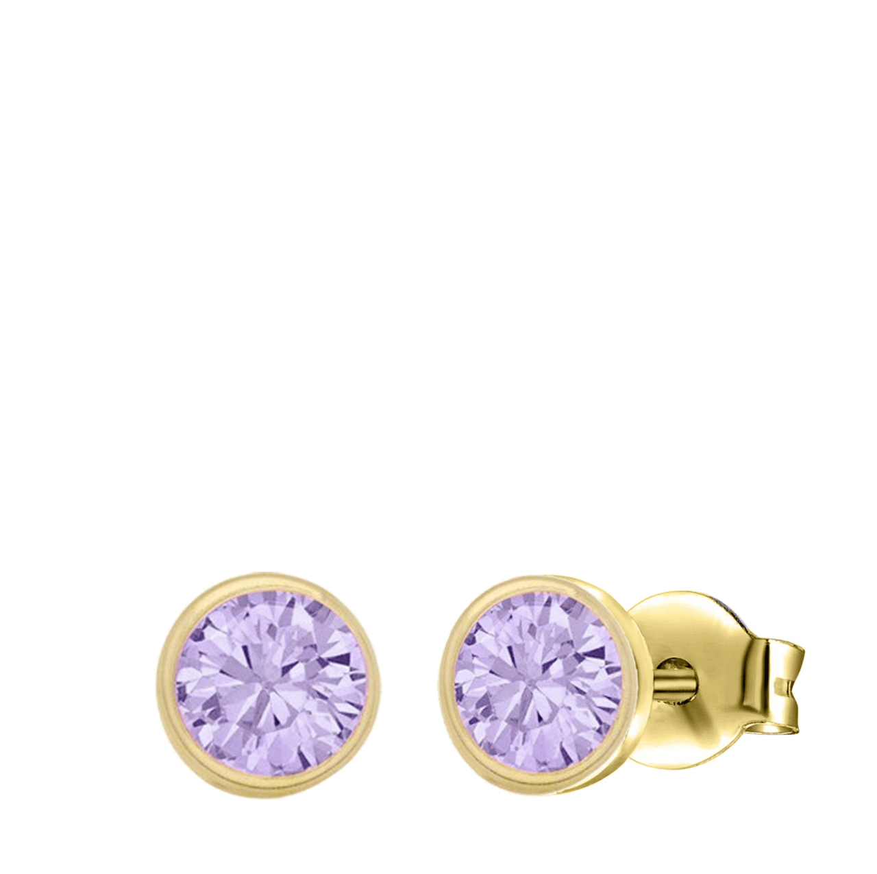 Ohrstecker, 375 Gold, Zirkonia in Helllila, 4 mm